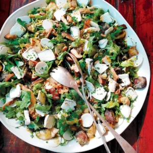 Baby Arugula, Wild Mushroom, Mung Bean and Goat Cheese Salad