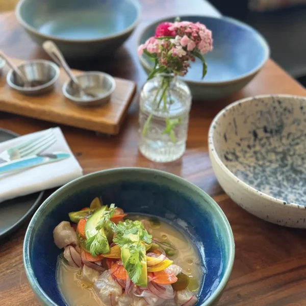 Assorted ceramic bowls at Corazon Comedor.