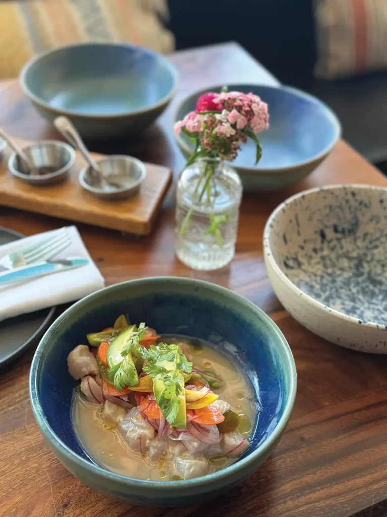 Assorted ceramic bowls at Corazon Comedor.