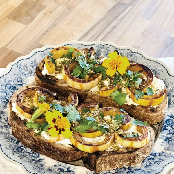 Delicata Squash and Pistachio Dukkah Tartine