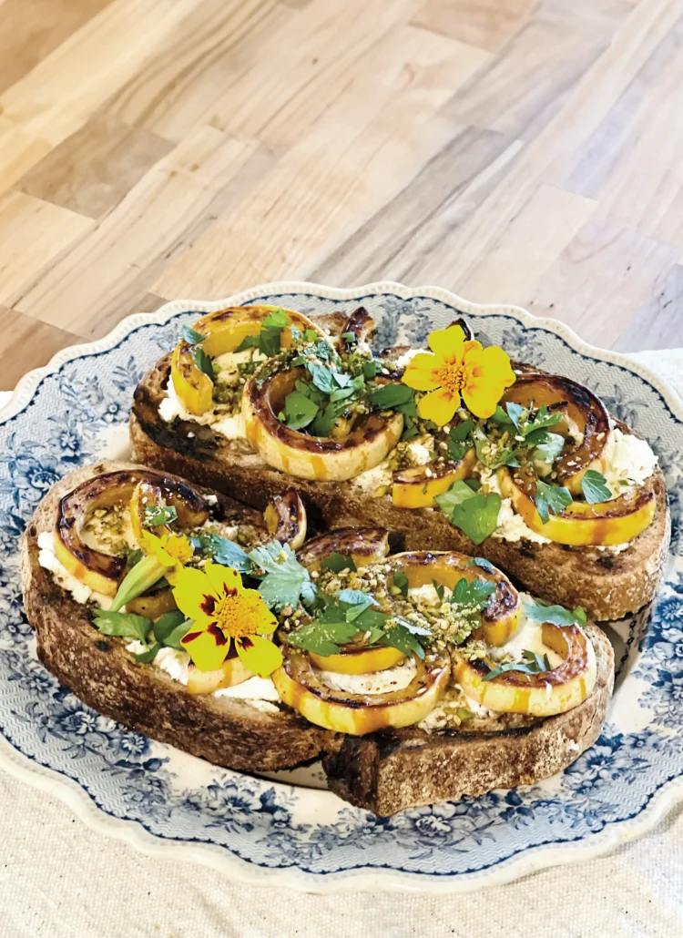 Delicata Squash and Pistachio Dukkah Tartine