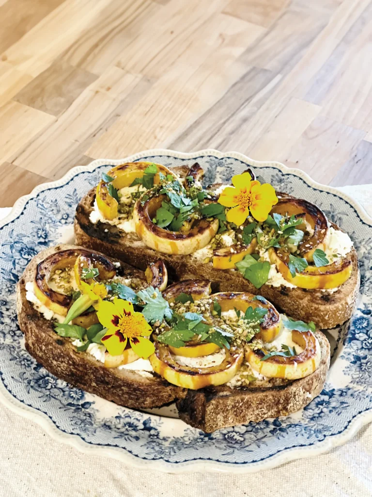 Delicata Squash and Pistachio Dukkah Tartine