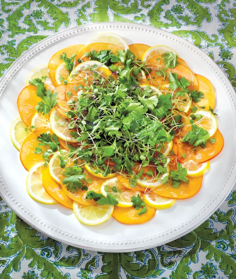 Meyer Lemon, Persimmon and Microgreen Salad.