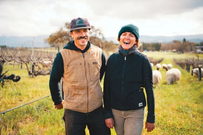 Alice and her partner Topher de Felice at Ibarra-Young Vineyard in the Los Olivos District.