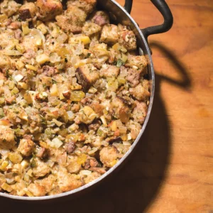 Stuffing in a pan.