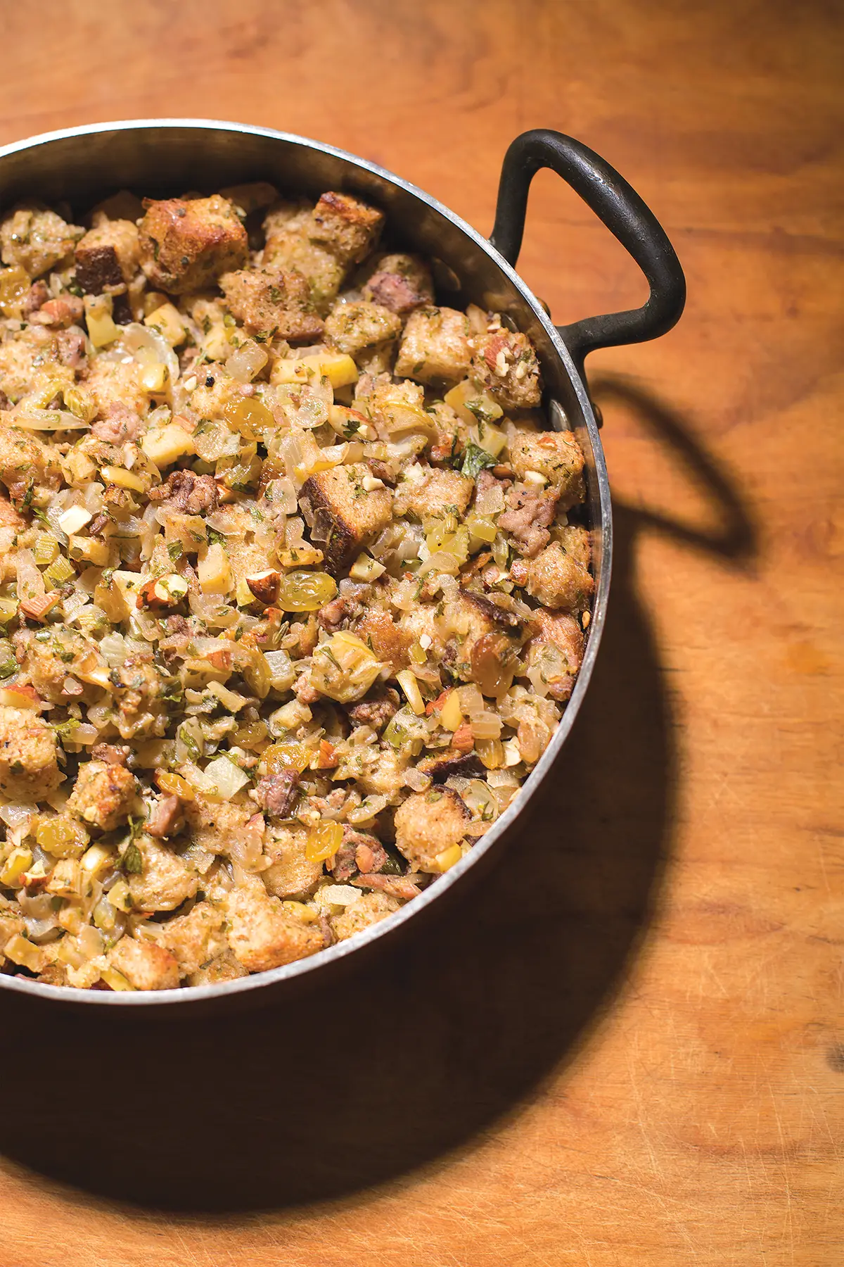 Stuffing in a pan.