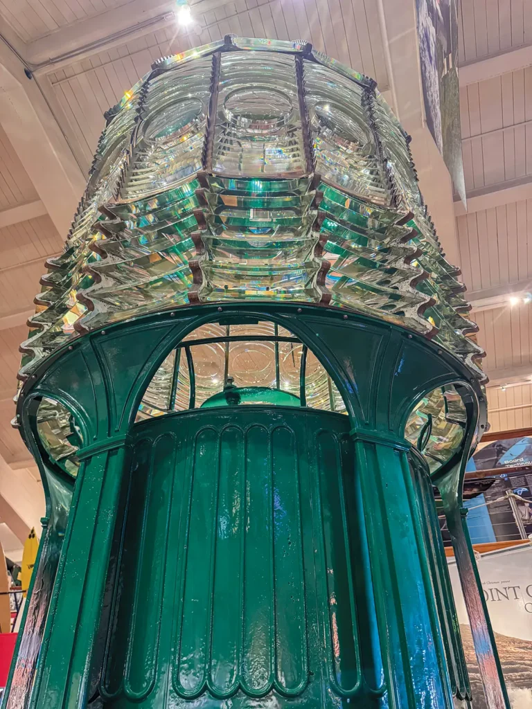 A fresnel lens on display at the Santa Barbara Maritime Museum.