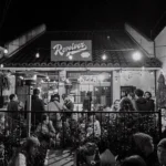 Jam night in front of Revolver Pizza.