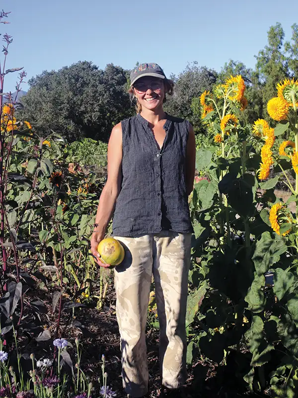 Alice Anderson in her garden.