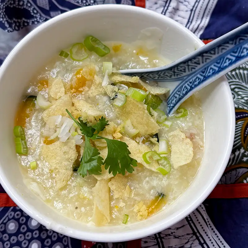 Bowl of chicken jook.