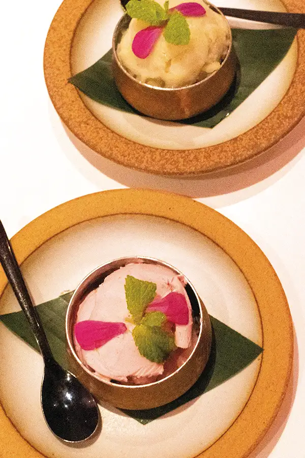 Two dishes of Gulabi Dream ice cream.