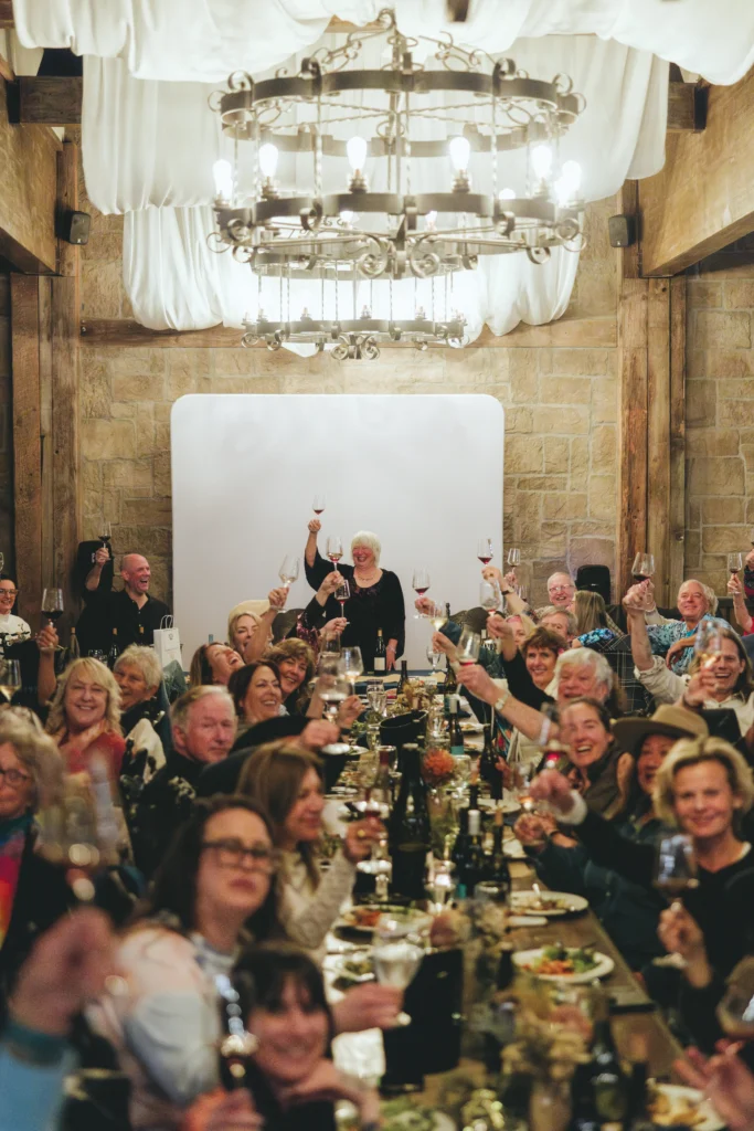 Lane toasting at her tribute dinner.