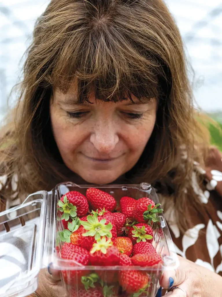 Sylvia Barnard with spring strawberries