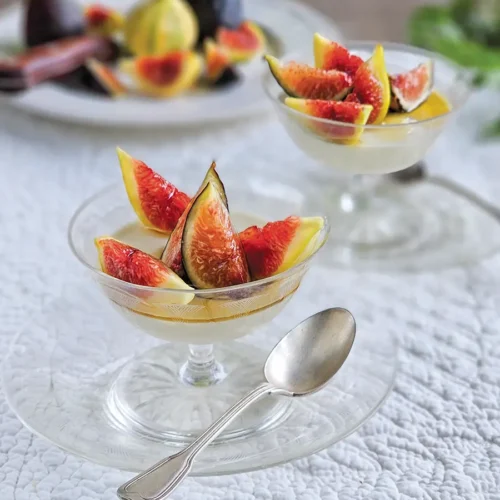 Lemon Verbena Panna Cotta with Honey Glazed Figs