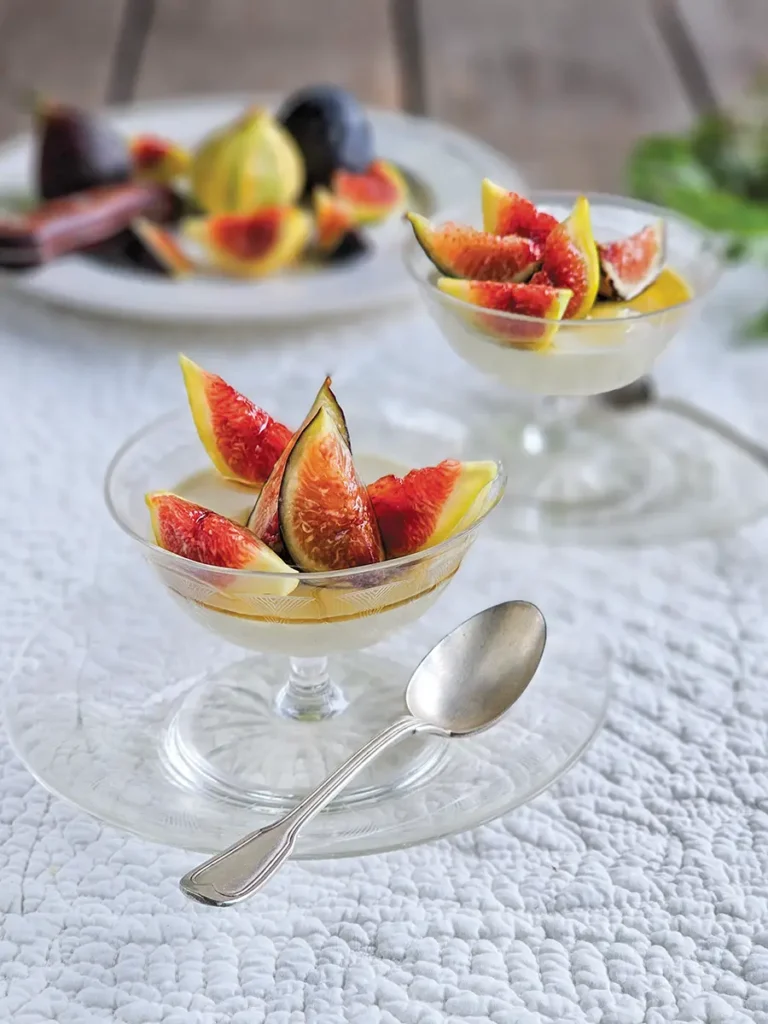 Lemon Verbena Panna Cotta with Honey Glazed Figs