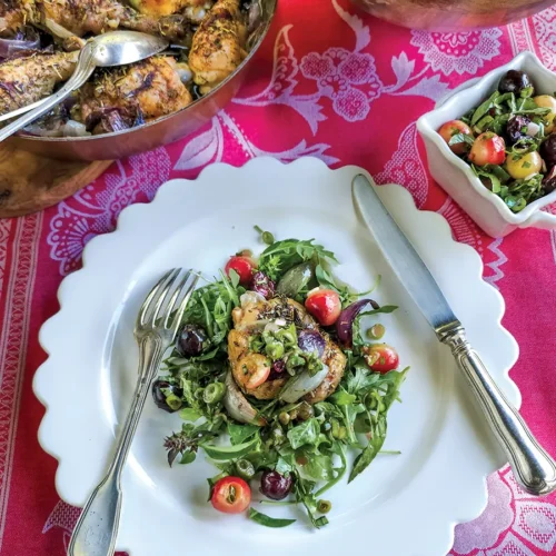 Roasted Chicken and Red Onions with Cherry Relish