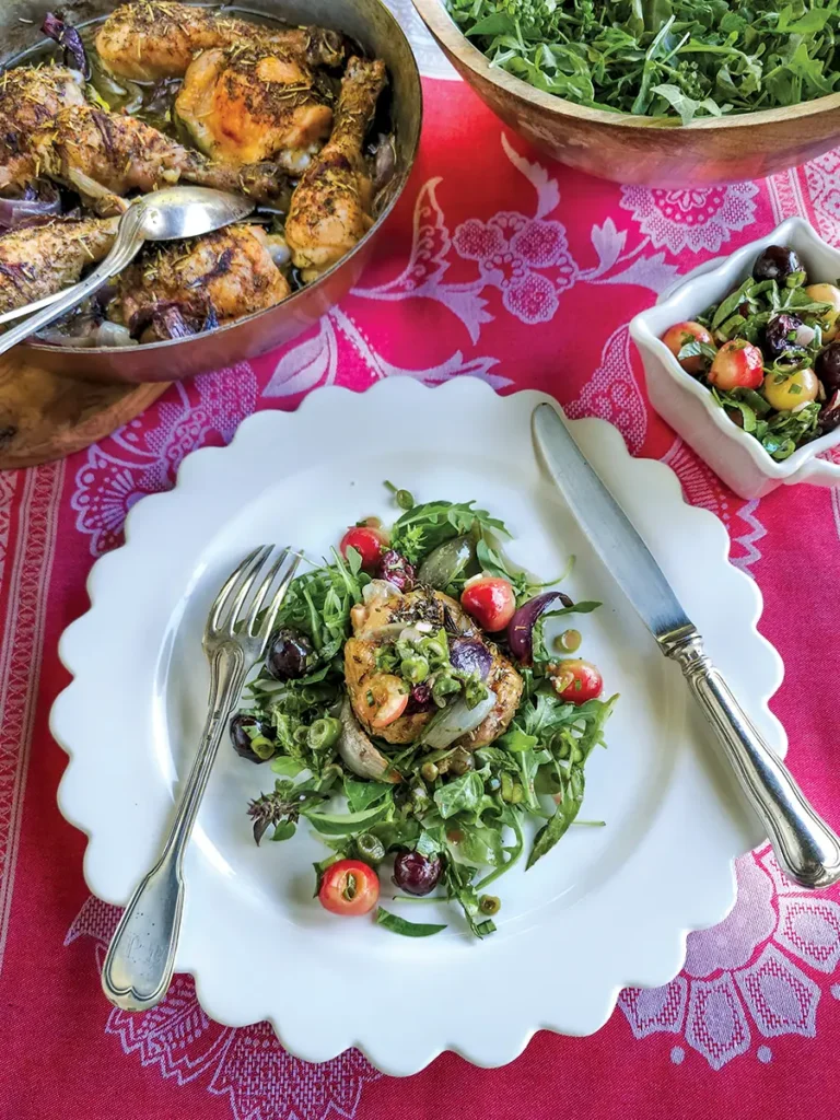 Roasted Chicken and Red Onions with Cherry Relish