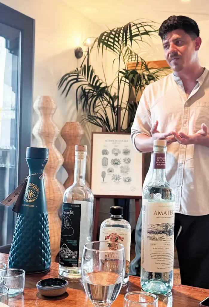 Jorge Báez leads an artisanal mezcal tasting.