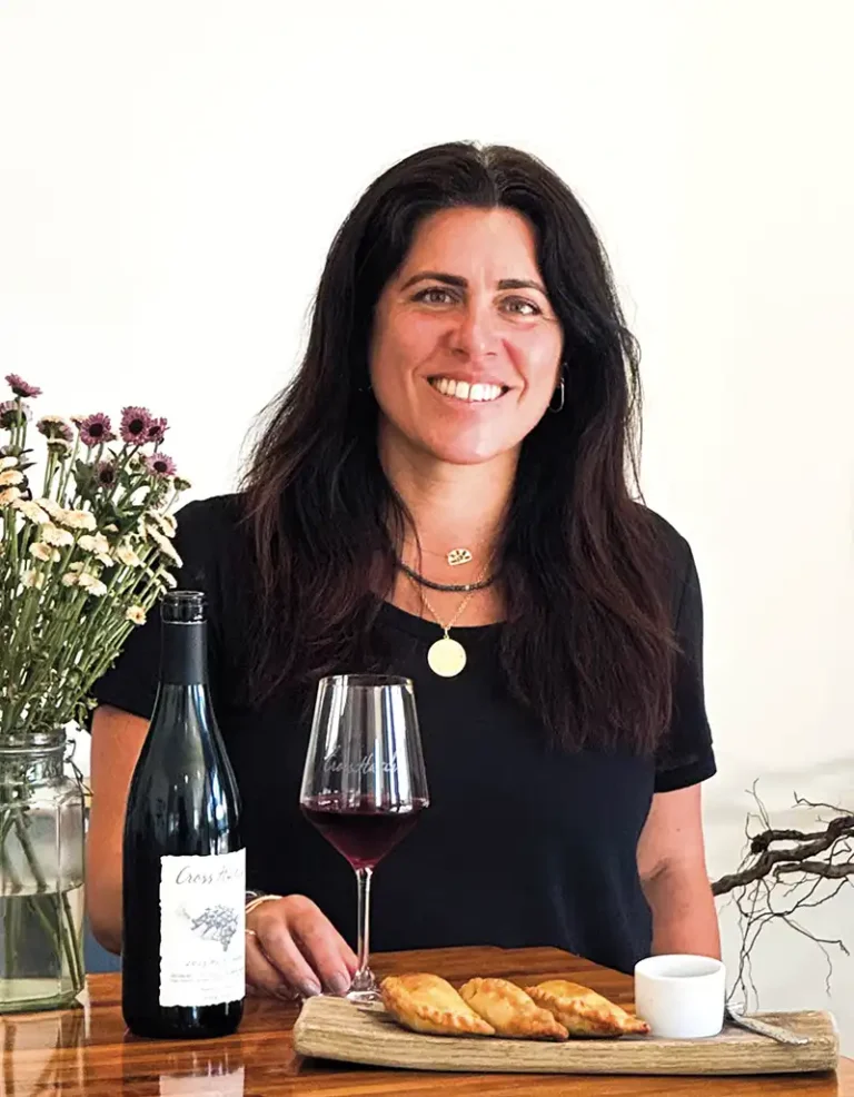 CrossHatch Winery's Michelle Vautier with food and wine.