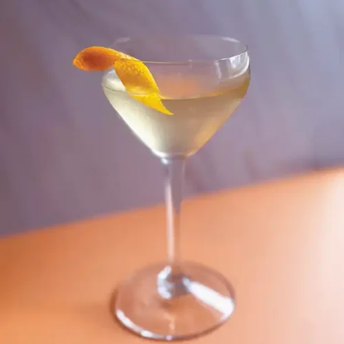 Smoked Velvet cocktail in a coupe glass.